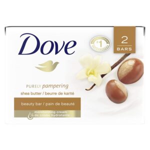 Dove Purely Pampering Beauty Bar for Softer Skin Shea Butter More Moisturizing Than Bar Soap 3.75 oz 2 Bars